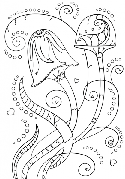 Psychedelic Mushrooms coloring page image