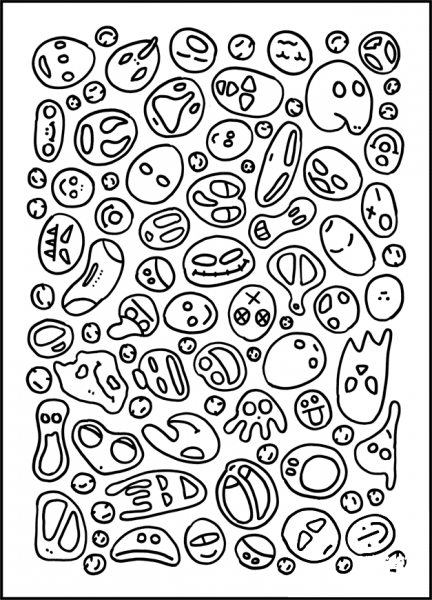 Psychedelic Pattern with Smiles coloring page image
