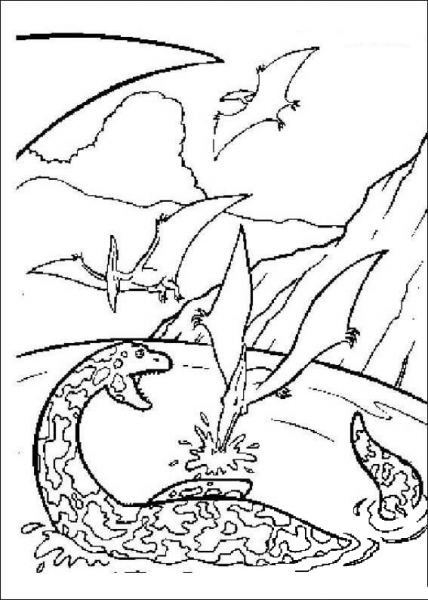 Pterosaurs coloring page image