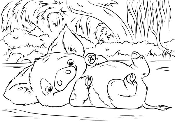 Pua Pet Pig from Moana coloring page image