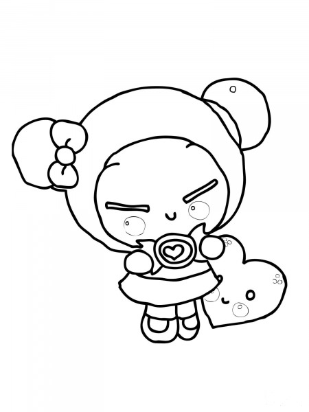 Pucca Is Sucking On A Dummy coloring page image