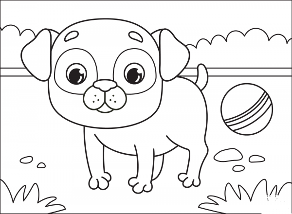 Pug coloring page image