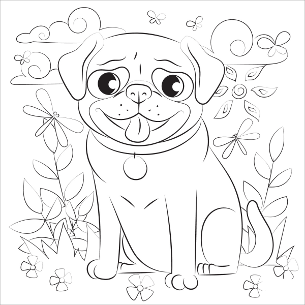 Pug coloring page image