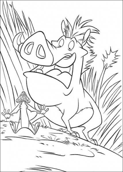 Pumbaa is Scared  coloring page image