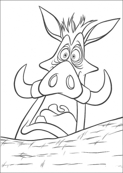 Pumbaa is Shocked  coloring page image