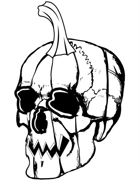 Pumpkin Skull coloring page image
