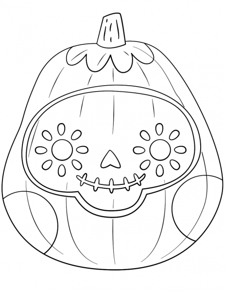 Pumpkin Sugar Skull coloring page image