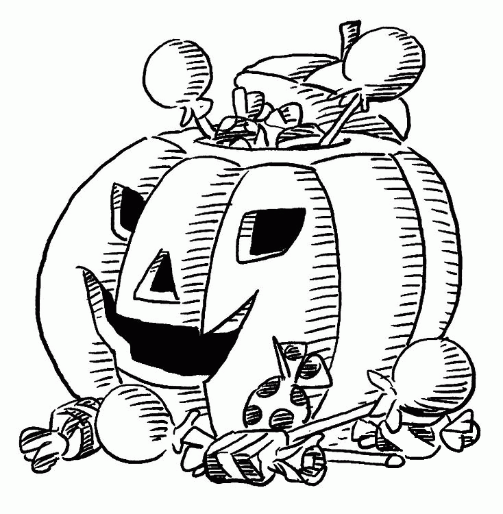Pumpkin with Candies coloring page - ColouringPages