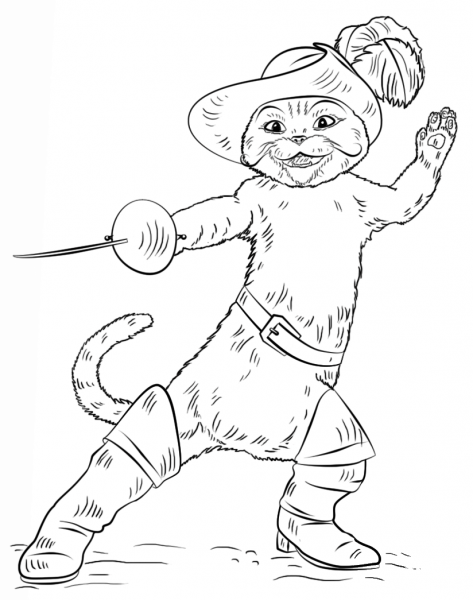Puss in Boots coloring page image