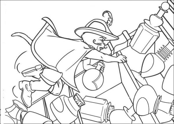 Puss Steals The Potion coloring page image