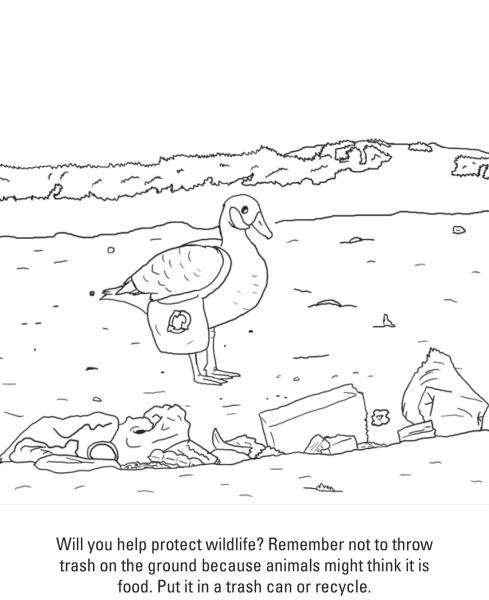 Put Trash in a Trash Can coloring page image