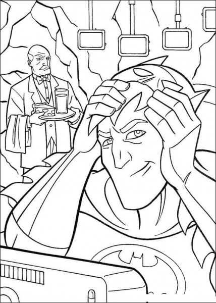 Putting on Batman Costume  coloring page image
