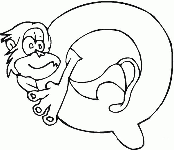 Q Monkey coloring page image