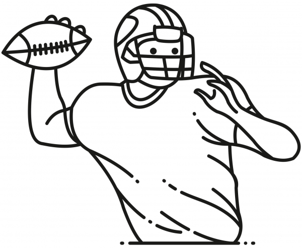 Quarterback Throwing coloring page image