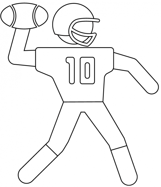 Quarterback Throwing coloring page image