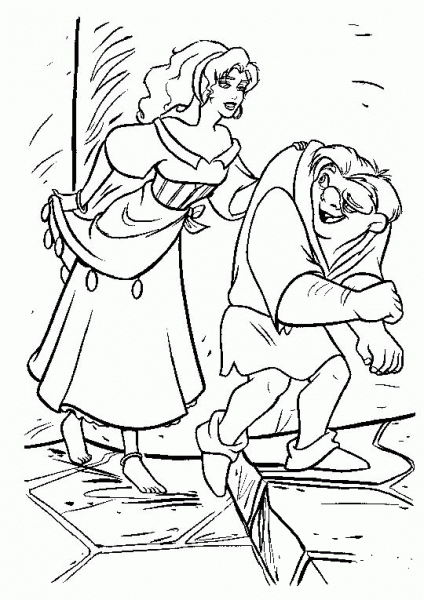 Quasimodo And Esmeralda  coloring page image
