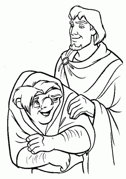 Quasimodo And the captain Phoebus de Chateaupers coloring page image