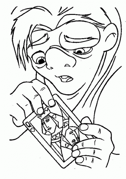 Quasimodo With A Card  coloring page image