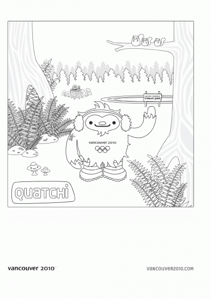 Quatchi in Stanley Park  coloring page image