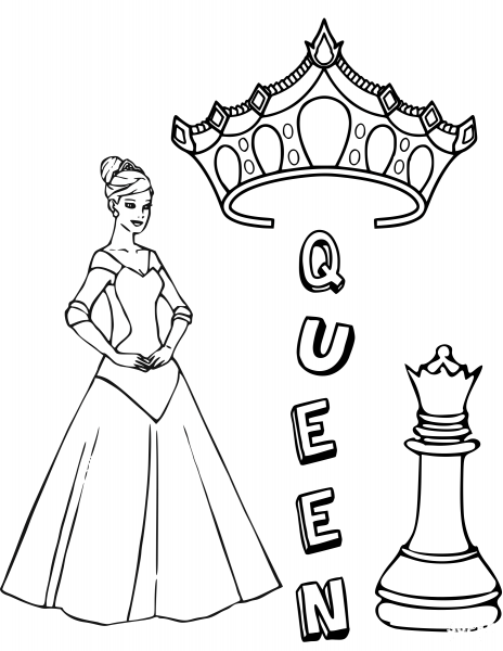 Queen Chess Piece coloring page image