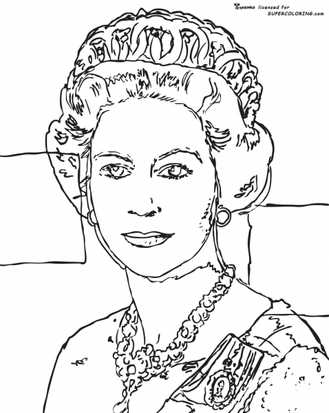 Queen Elizabeth By Andy Warhol  coloring page image
