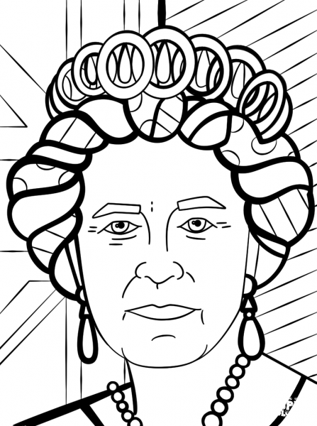 Queen Elizabeth by Romero Britto coloring page image