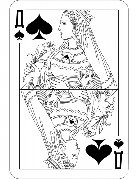 Queen of Spades Charlemagne Satin Deck coloring page image