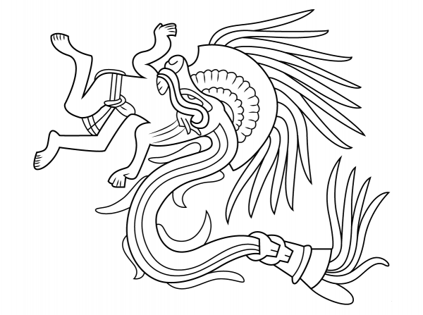 Quetzalcoatl Aztec God coloring page image