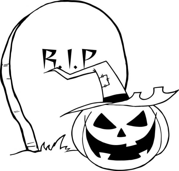 R.I.P. Gravestone Pumpkin coloring page image