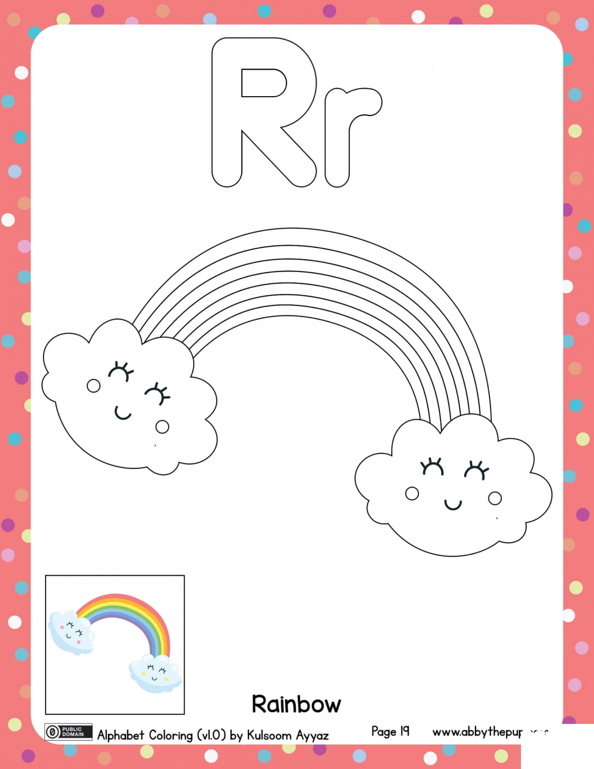 R is for Rainbow coloring page - ColouringPages