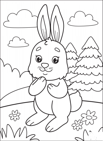 Rabbit coloring page image