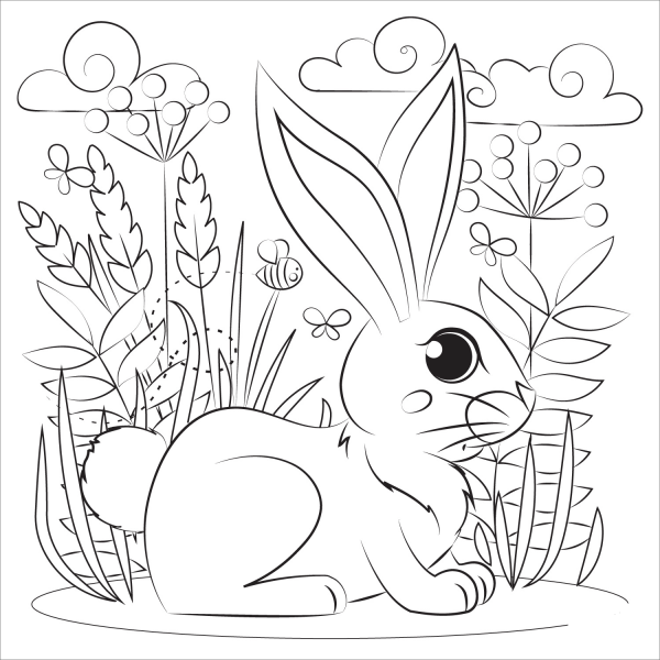 Rabbit coloring page image