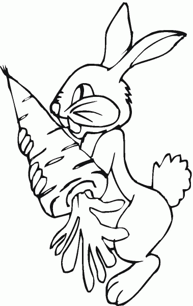Rabbit Holds Carrot coloring page image