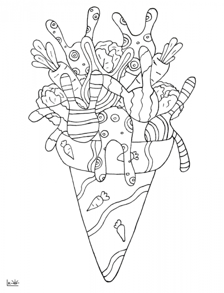 Rabbit Ice Cream coloring page image