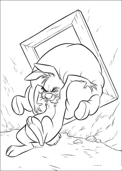 Rabbit Is Pushing Pooh  coloring page image