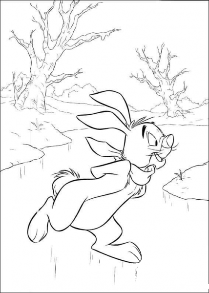 Rabbit on Ice Lake  coloring page image