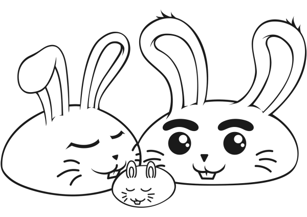 Rabbits Family coloring page image