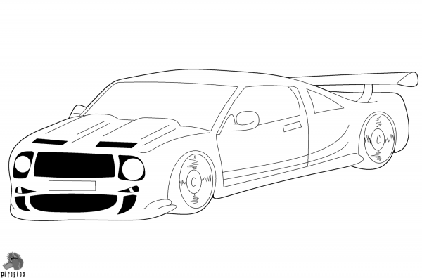 Race Car coloring page image