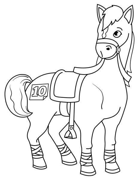 Racehorse coloring page image