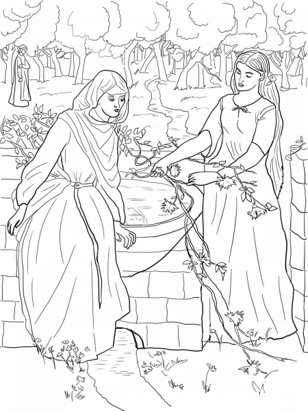 Rachel and Leah coloring page image