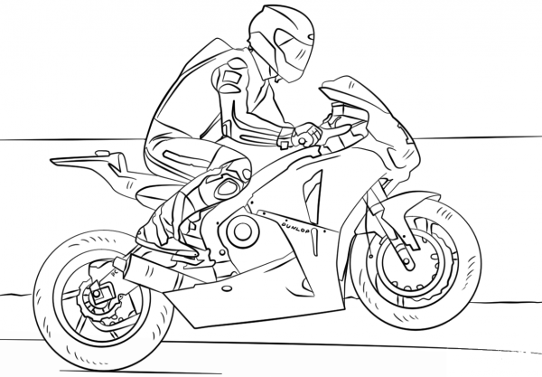 Racing Motorcycle coloring page image