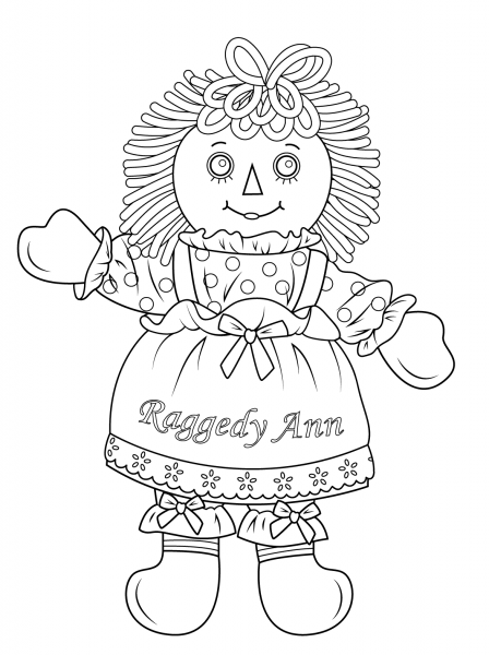 Raggedy Ann Doll coloring page image