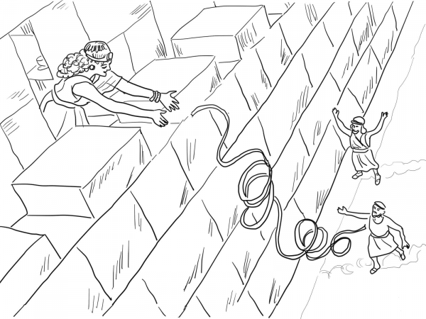 Rahab Helps the Spies coloring page image