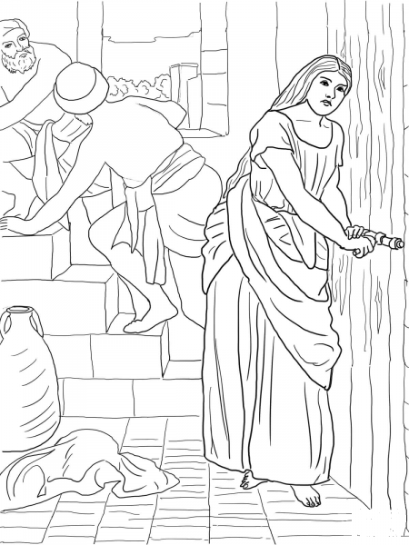 Rahab Hides the Spies coloring page image