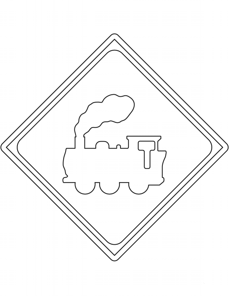 “Railroad Crossing Ahead” Sign in Japan coloring page image
