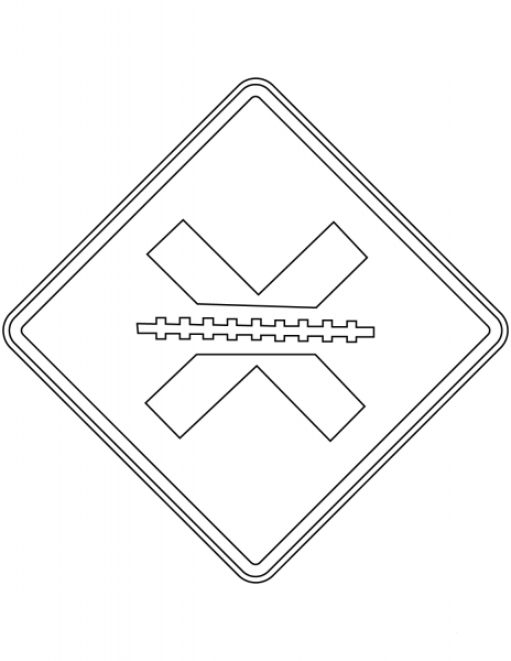 “Railroad Crossing” Sign in Mexico coloring page image