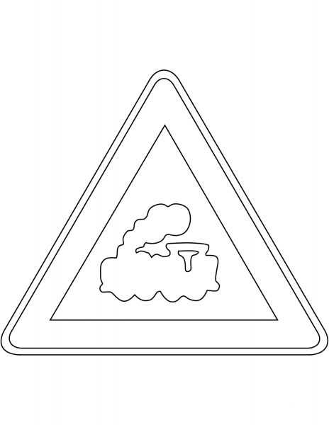 “Railway Crossing” Sign in South Korea coloring page image