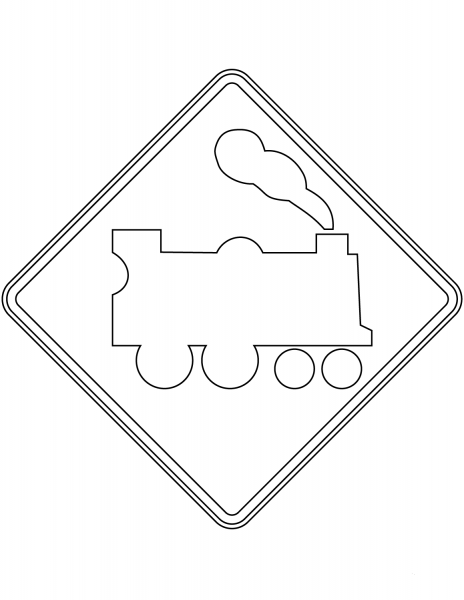 “Railway Level Crossing Ahead” Sign in Australia coloring page image