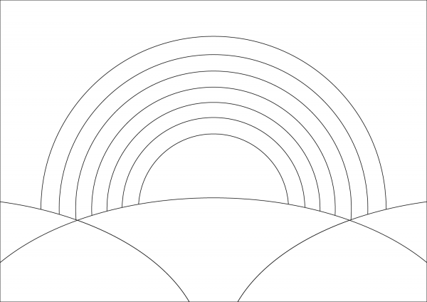 Rainbow Above Field coloring page image
