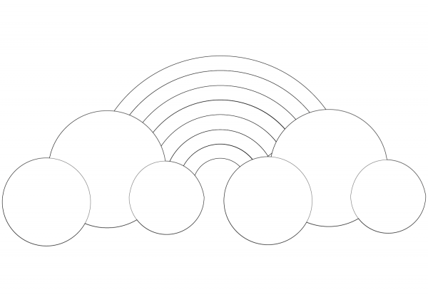 Rainbow and Clouds coloring page image